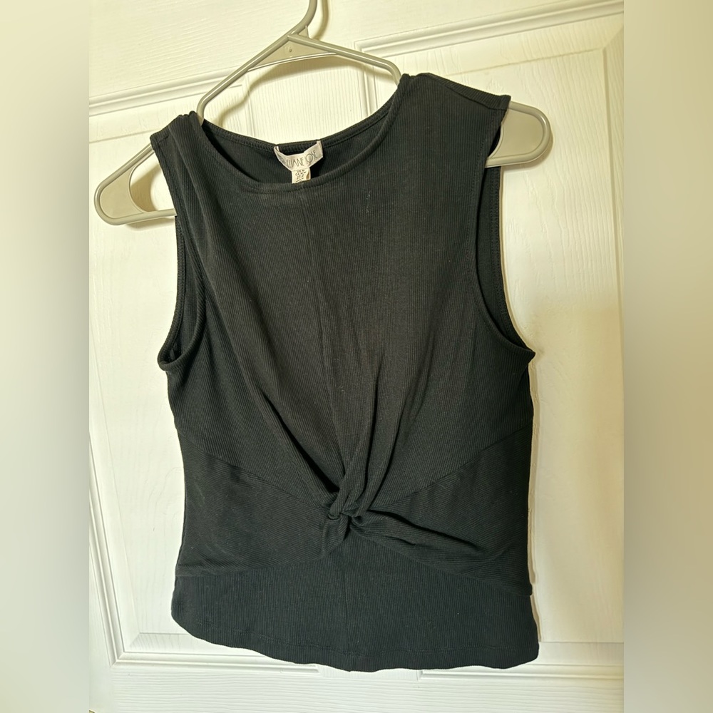 Black Front Knot Top